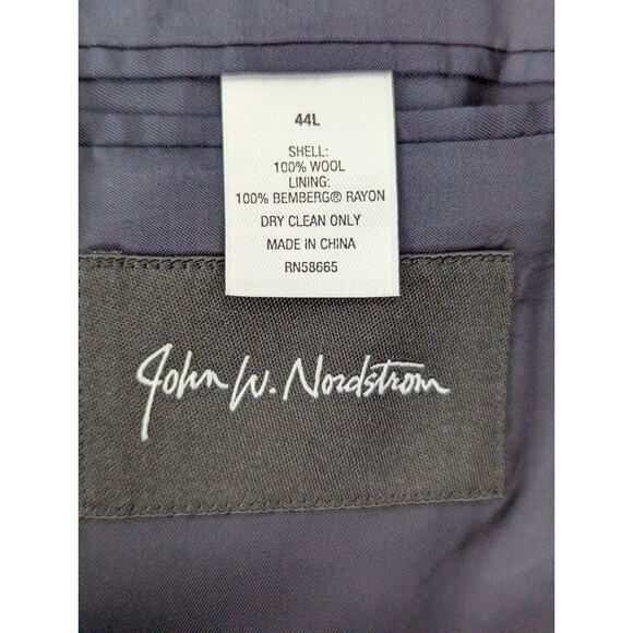 John W Nordstrom Loro Piana Super 120s Blazer Mens 44L Navy Button Dual Vent - Picture 6 of 8